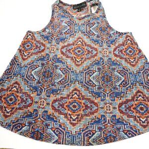 Almost Famous Size M Tank Top Pattern Brown Pre-Owned